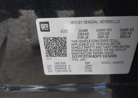 2023 Cadillac Xt4 Fwd Premium Luxury z USA, uszkodzony, nr VIN 1GYFZCR40PF165006